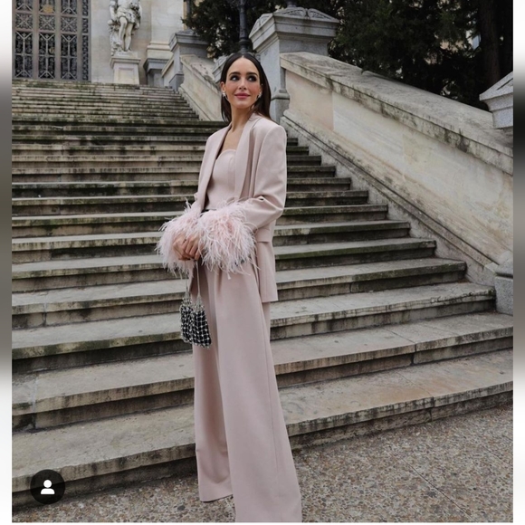 Zara 2 Pc Set Wide Leg Pants & Bustier Beige Pink Bloggers Favorite - Picture 5 of 14